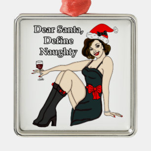 Dear Santa, Define Santa, Christmas Humour Metal Ornament