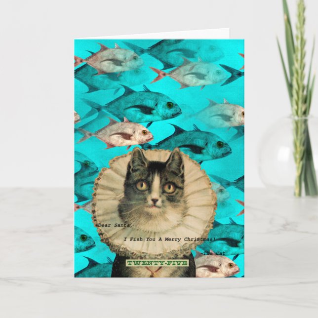 Dear Santa, Fish You Merry Christmas Kitty Holiday Card (Front)