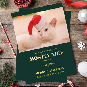 Dear Santa Funny Cat Photo Christmas Foil Holiday Card