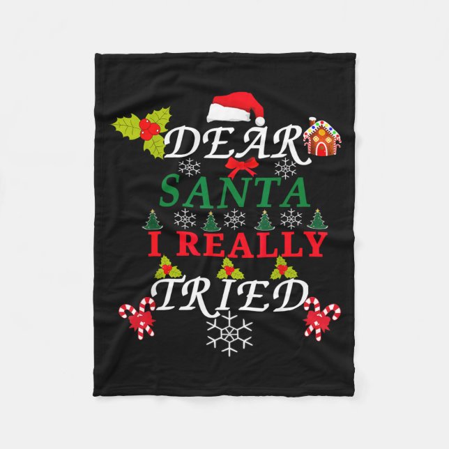 Dear Santa Funny Christmas Meme Family Xmas Pajama Fleece Blanket (Front)