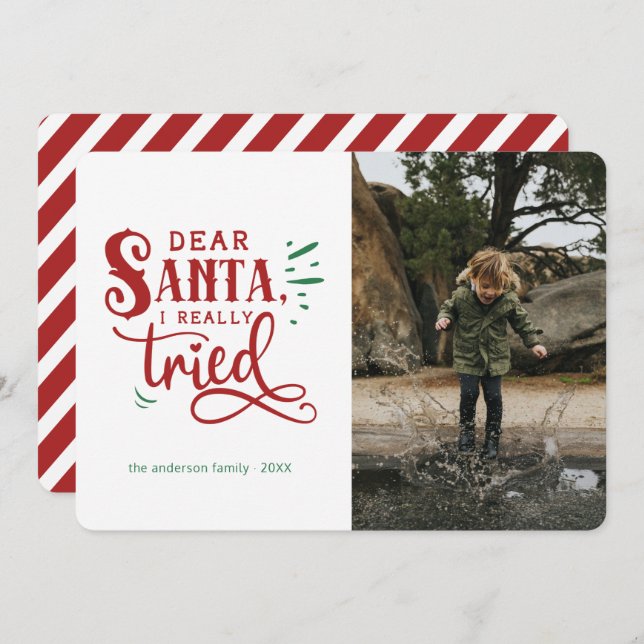 Dear Santa... Funny Holiday Christmas Photo Card (Front/Back)
