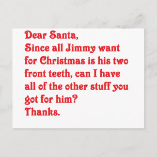 Dear Santa Holiday Postcard