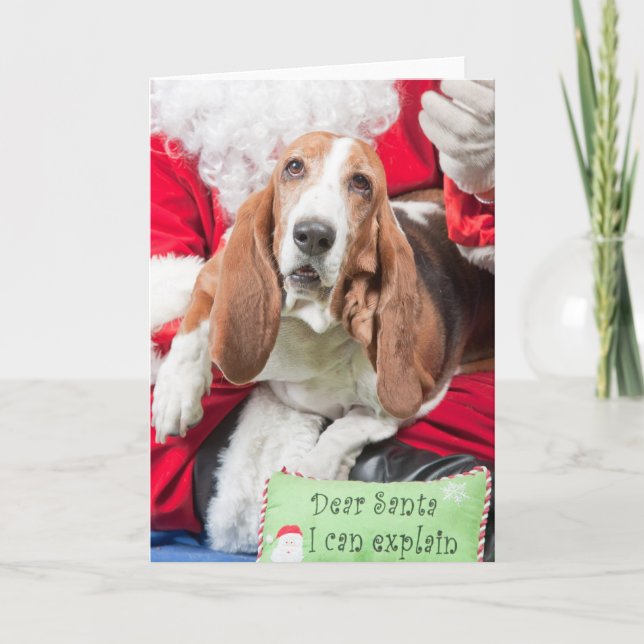 Dear Santa I can Explain Basset Hound Holiday Card (Front)