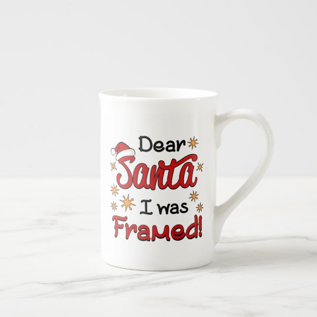 Dear Santa I Can Explain Bone China Mug (Right)