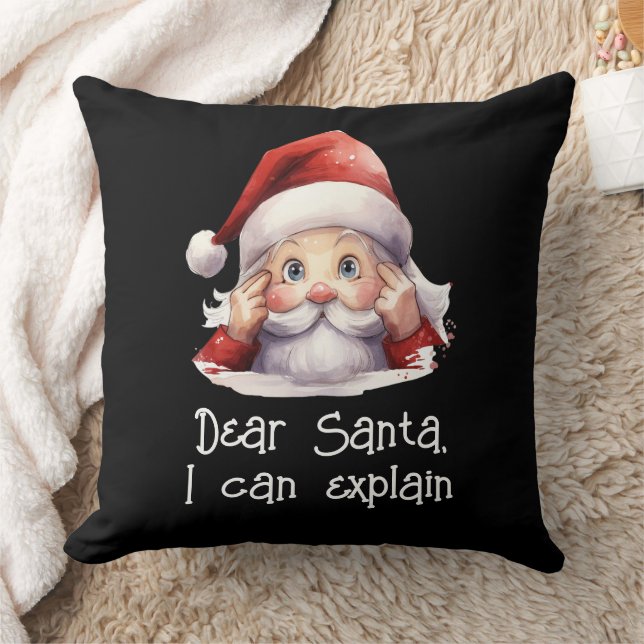 Dear Santa I Can Explain Funny Black  Cushion (Blanket)