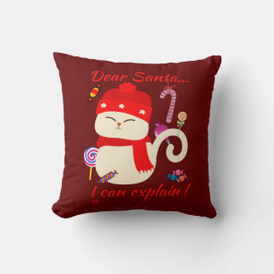 DEAR SANTA... I CAN EXPLAIN ! funny christmas cat Cushion