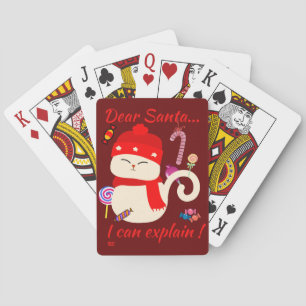 DEAR SANTA... I CAN EXPLAIN ! funny christmas cat Playing Cards