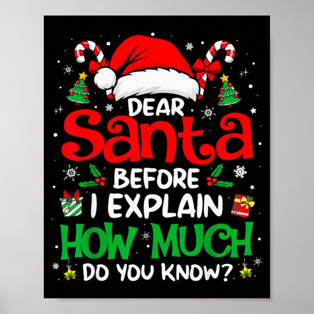 Dear Santa I Can Explain Funny Christmas Men Women Poster (Front)