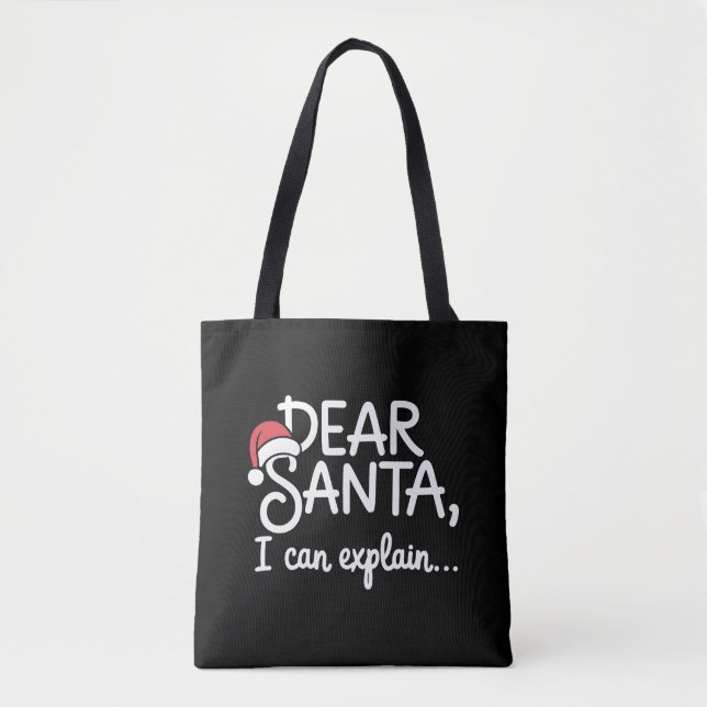 Dear Santa I Can Explain Funny Christmas Party Tote Bag (Front)