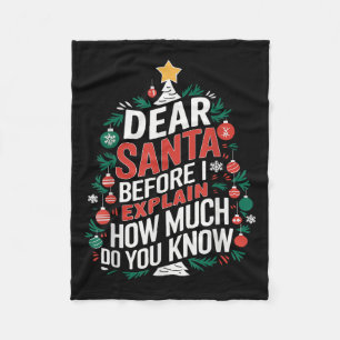 Dear Santa I Can Explain Funny Christmas Pjs Tree  Fleece Blanket