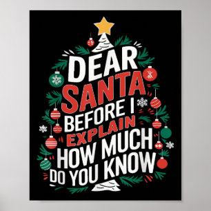 Dear Santa I Can Explain Funny Christmas Pjs Tree  Poster