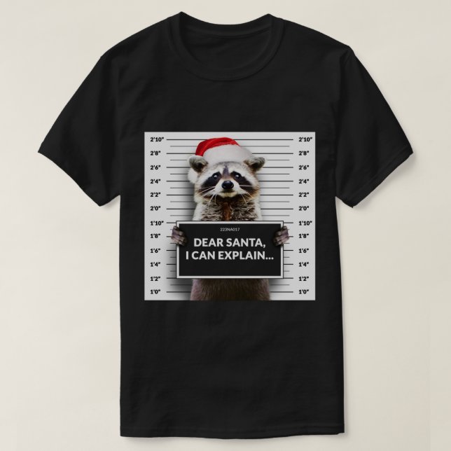 Dear Santa i can Explain Funny Christmas Racoon h T-Shirt (Design Front)