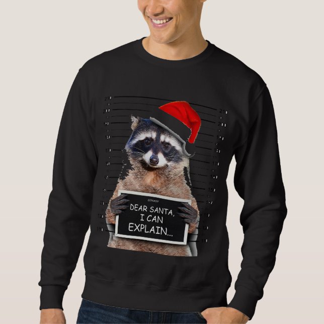Dear Santa I Can Explain Funny Christmas Racoon Sweatshirt (Front)
