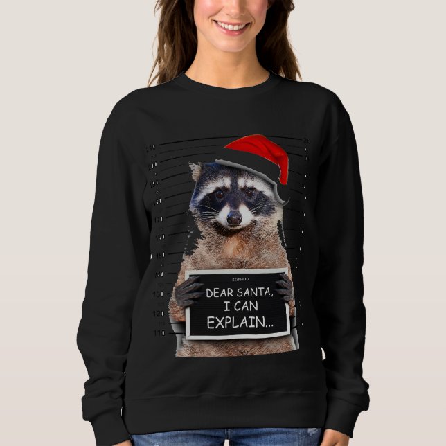 Dear Santa I Can Explain Funny Christmas Racoon Sweatshirt (Front)