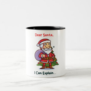 Dear Santa, I Can Explain – Funny Christmas Two-Tone Coffee Mug