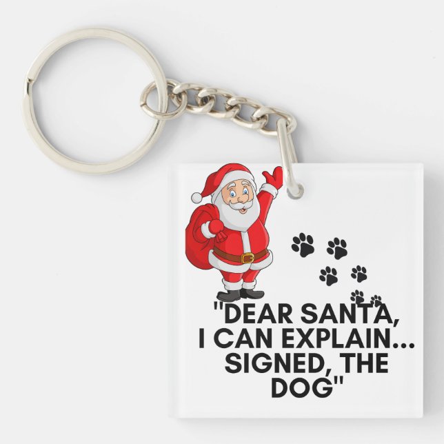 Dear Santa I Can Explain Funny Dog Christmas Mug Key Ring (Front)