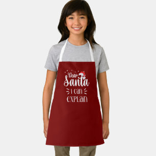 Dear Santa, I can explain funny red Christmas Apron