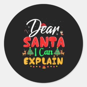Dear Santa I Can Explain Funny Ugly Christmas Mami Classic Round Sticker