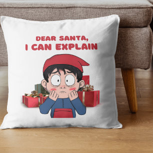 Dear Santa, I Can Explain Guilty Christmas Design Cushion