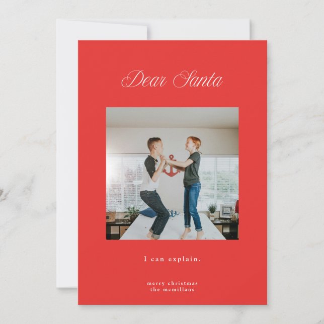 Dear Santa, I Can Explain Red Christmas Card (Front)