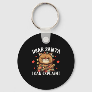 Dear Santa I Can Explain The Cat Did It Funny Chri Key Ring