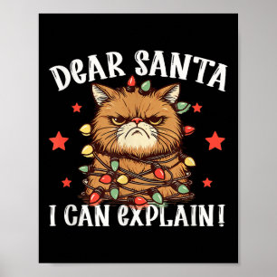 Dear Santa I Can Explain The Cat Did It Funny Chri Poster