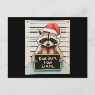 Dear Santa I Can Explain Xmas Christmas Racoon Holiday Postcard