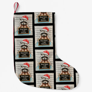 Dear Santa I Can Explain Xmas Christmas Racoon Small Christmas Stocking