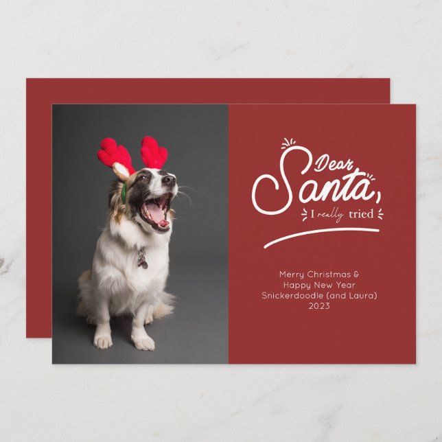 Dear Santa, I Really Tried Photo Holiday Card (Front/Back)