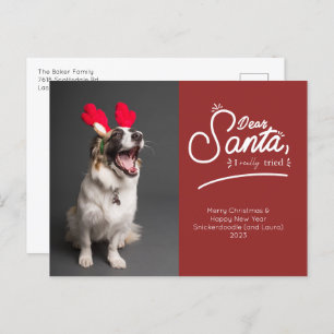 Dear Santa, I Really Tried Photo Holiday Postcard