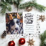 Dear Santa I tried dog photo fun Christmas  Holiday Card<br><div class="desc">Send this cute and fun holiday card to your family and friends to spread Christmas cheer. This card features trendy and modern typography that reads "Dear Santa I really tried" in black handwritten fonts. Easily add your dog picture to personalise. The back of the card features a cute pattern with...</div>