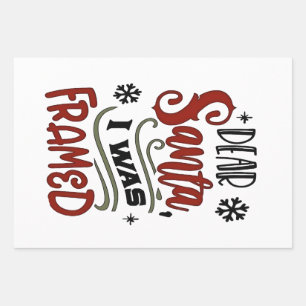 Dear Santa, I was Framed Christmas Holiday Wrapping Paper Sheet