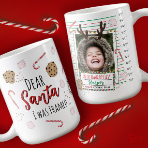 Dear Santa (I was Framed) Funny Mugshot Christmas Coffee Mug