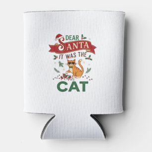 Dear Santa It Was Cat Orange Christmas Ornament Can Cooler