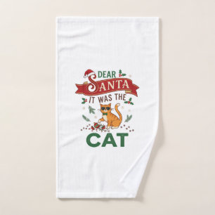 Dear Santa It Was Cat Orange Christmas Ornament Hand Towel