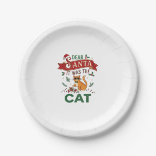 Dear Santa It Was Cat Orange Christmas Ornament Paper Plate