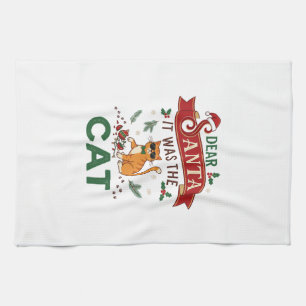 Dear Santa It Was Cat Orange Christmas Ornament Tea Towel