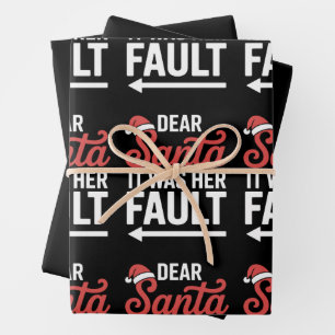 Dear Santa It Was Her Fault Christmas Couples Xmas Wrapping Paper Sheet