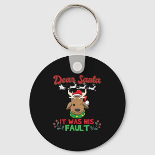Dear Santa It Was His Fault Siblings Matching Xmas Key Ring
