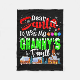 Dear Santa It Was My Granny's Fault Santa Naughty Fleece Blanket