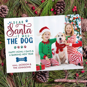 Dear Santa it was the Dog Funny Kids & Pet Photo  Holiday Card