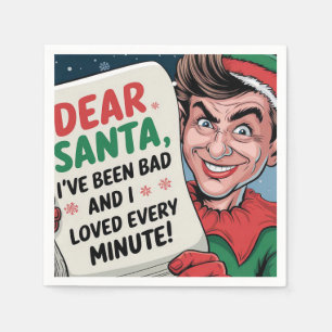 Dear Santa, I've Been Bad Christmas Elf Fun Design Napkin