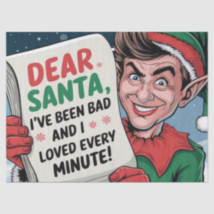 Dear Santa, I've Been Bad Christmas Elf Fun Design Tissue Paper