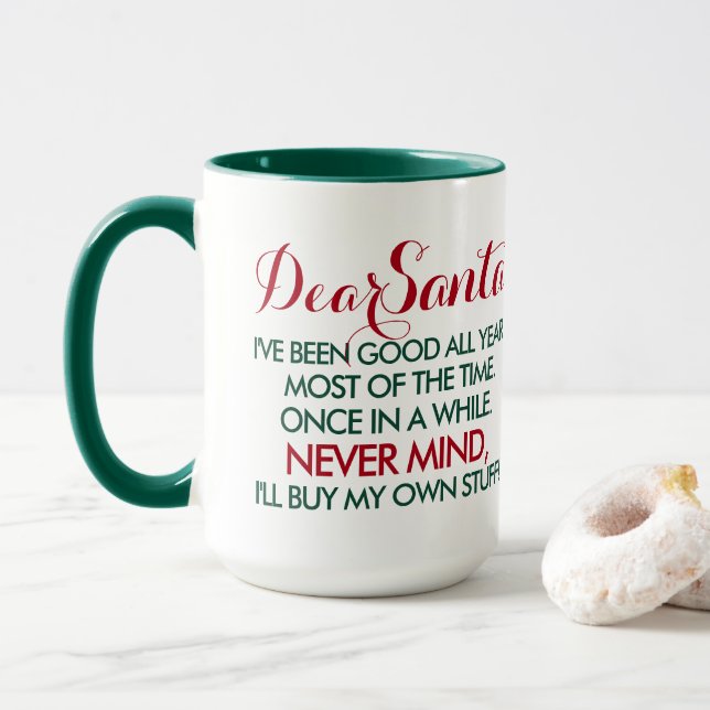 Dear Santa I've Been Good All Year Typography Big Mug (With Donut)