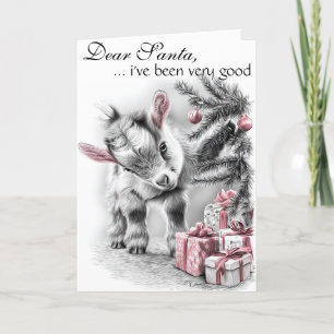 Dear Santa I've Been Good  -  Baby Goat Christmas Holiday Card