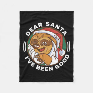 Dear Santa I've Been Good Quote Klaus Raccoon  Fleece Blanket