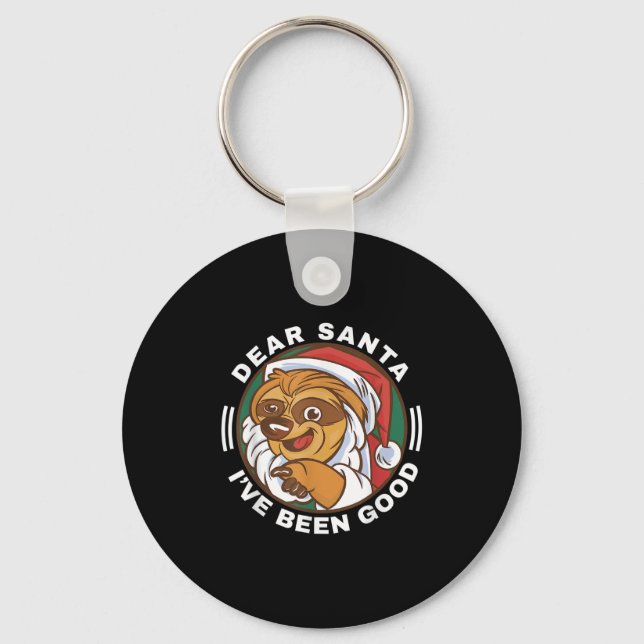 Dear Santa I've Been Good Quote Klaus Racoon  Key Ring (Front)