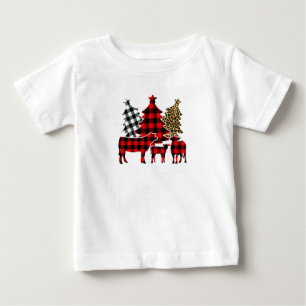 Dear Santa Just Bring Cows Christmas Buffalo Plaid Baby T-Shirt