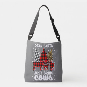 Dear Santa Just Bring Cows Christmas Buffalo Plaid Crossbody Bag