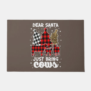 Dear Santa Just Bring Cows Christmas Buffalo Plaid Doormat